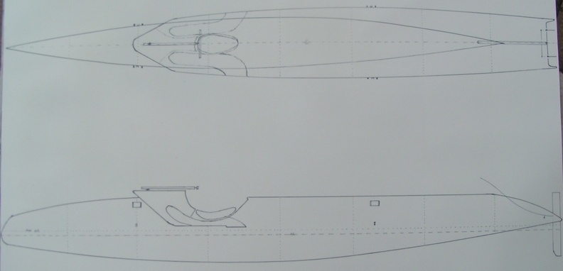 Technical drawing of Kite-sailer KS32F, not to scale, Kite boat for protected inland waters. 