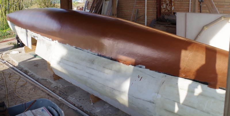 Copper poxy barrier coat onmain hull